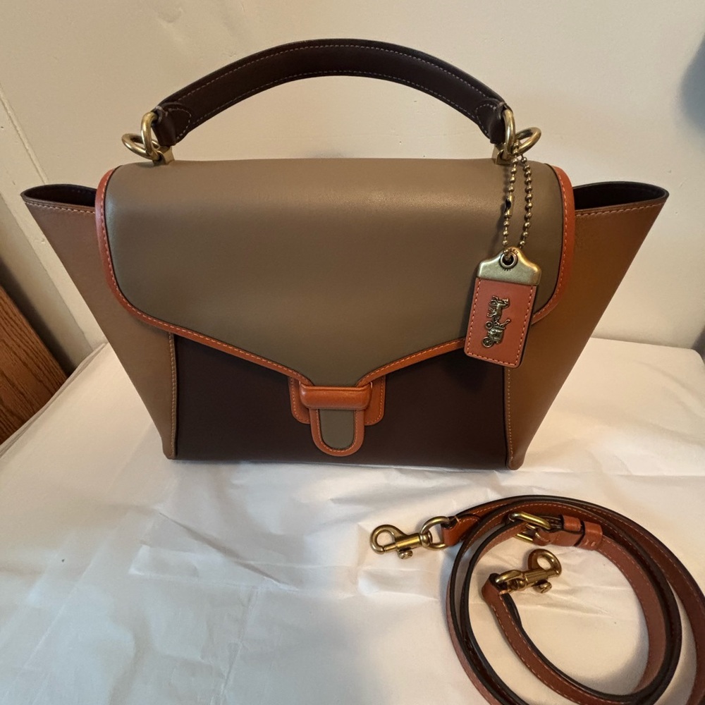 Coach 1941 Color Block Courier Carry all Leather Satchel crossbody - Picture 5 of 16